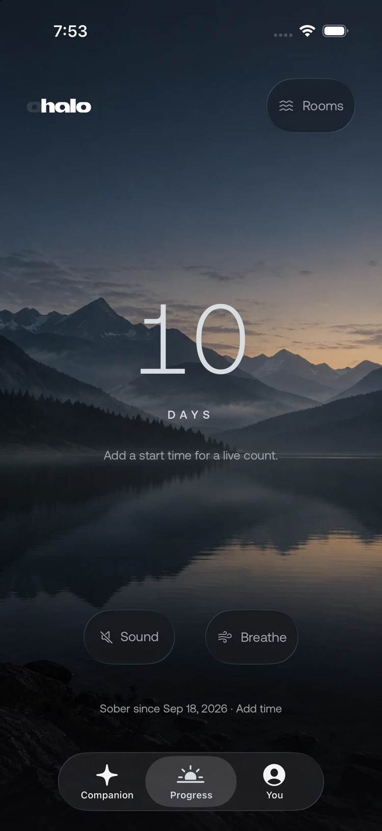 Halo progress screen showing a demo of 10 days